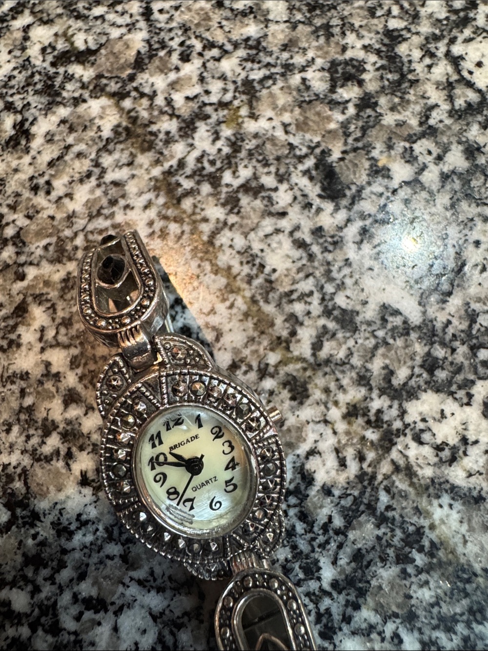 Silver Marcasite Accent Bracelet Watch